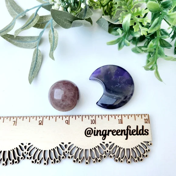 Purple crystal bundle - crescent moon & sphere with rainbow - gemstone - Picture 7 of 7